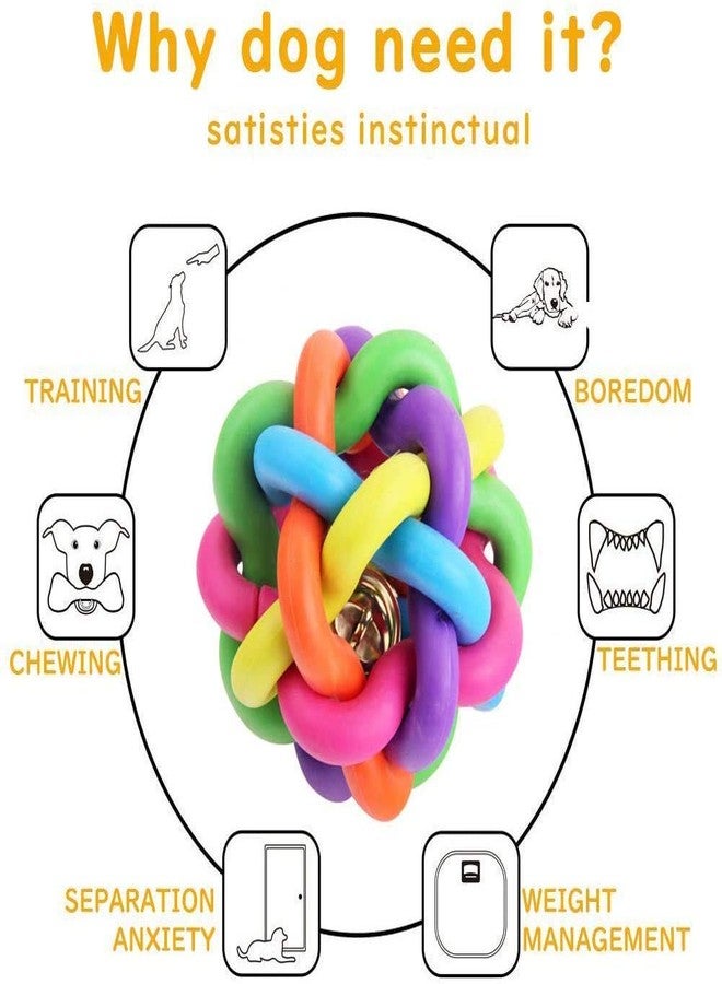 RIANZ Pet Dog/Cat Bouncy Rubber Chew Ball Toy with Bell for Puppies - Small 1 pc Multi Color - Image 2